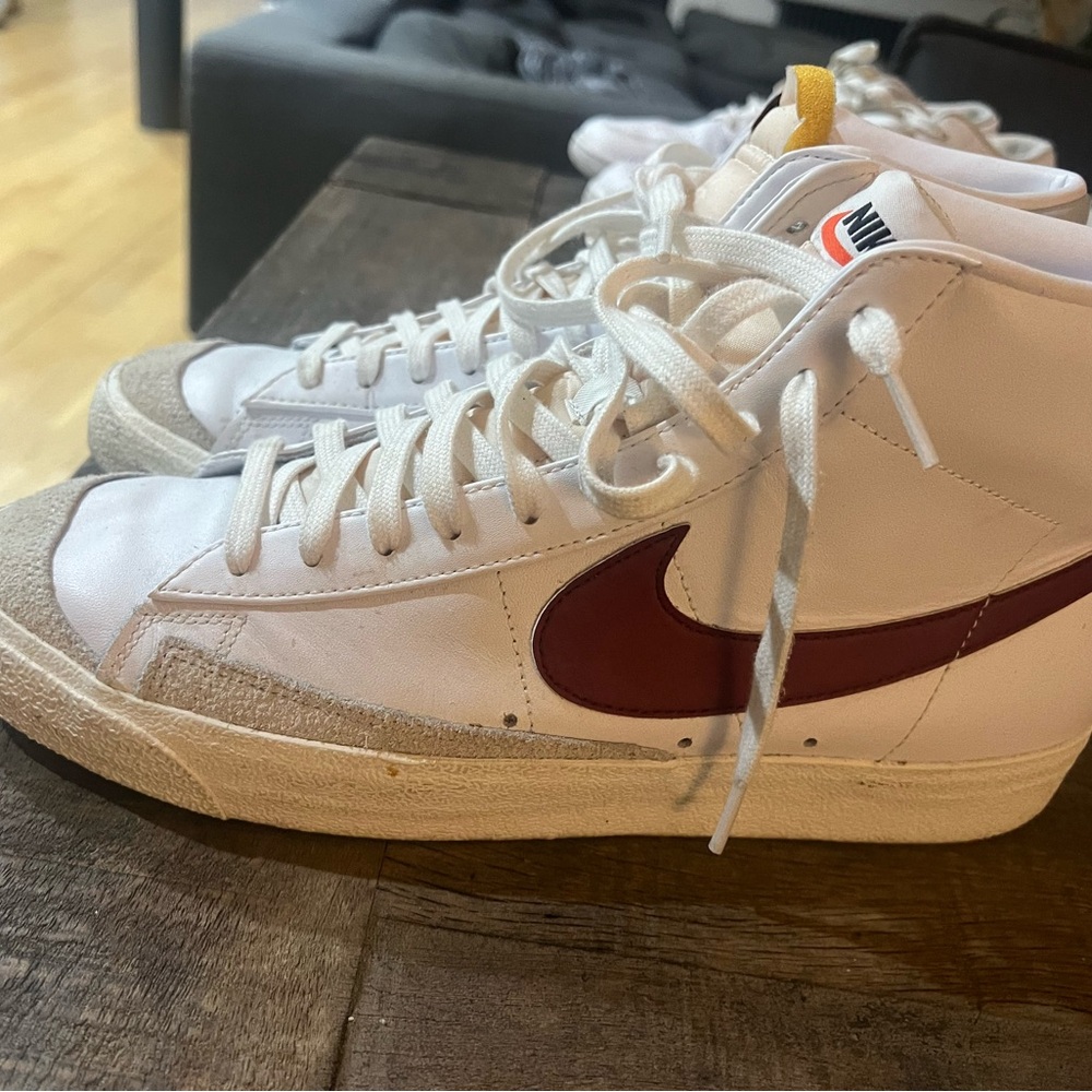 Nike Blazers - White and Red Colorway Sneakers Classic Style - Sz 12.5